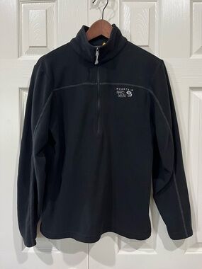 Mountain Hardwear Quarter Zip Mens Black Light Weight Fleece Jacket Size M